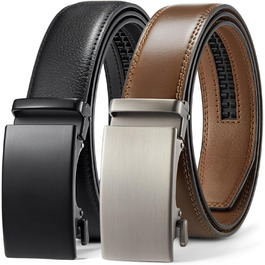 Чоловічий шкіряний ремінь на пряжці з регулюванням, 2 шт. для одягу та відпочинку, індивідуальний розмір
