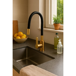 Змішувач для кухні Granite Sink FLEXAR, золотий
