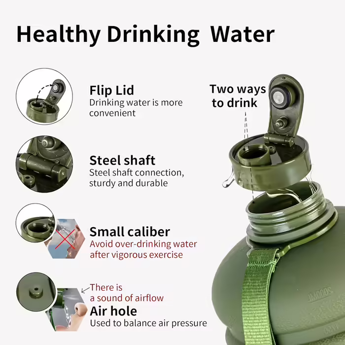 TOOFEEL Water Bottle 2L - 2 Liter Water Bottle BPA Free, Large Bottle, Reusable Sports Water Bottle with Marked Measurements, Gym Water Bottle - (Matte Olive Bottle, 2200 ml)