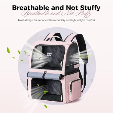 Подвійний рюкзак для котів на 2 котів, великий транспортний рюкзак для домашніх тварин, складаний рюкзак для котів та собак до 11 кг (рожевий)