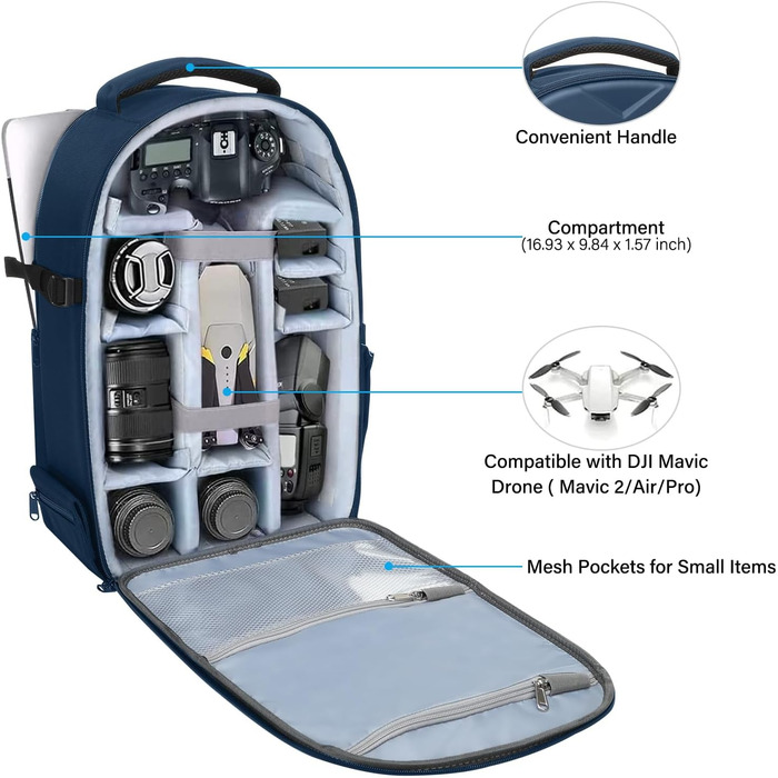 MOSISO Рюкзак для камери, фототехніки, з водонепроникним покриттям, сумісний з Canon/Nikon/Sony, блакитно-зелений (сталевий блакитний, L)
