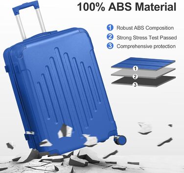 Набір валіз LEADZM 4 шт. з ABS, жорсткий кейс-ролер з телескопічною ручкою, ручна поклажа (темно-синій)