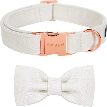 Легкий собачий ошийник Aring Pet для дівчаток, бавовна, з бантиком, регульований, для великих собак (S, білий)