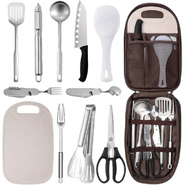 Набір посуду для кемпінгу на 10 осіб з нержавіючої сталі, легкий, з сумкою для зберігання. Ідеально для відпочинку на природі, пікніків, подорожей та кемпінгу.
