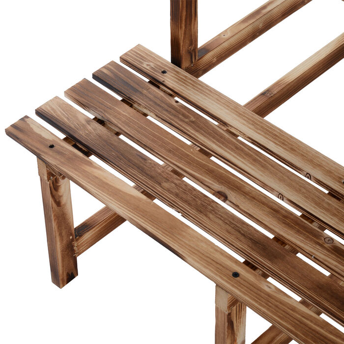 Outsunny Plant Ladder Flower Shelf 3-Tier Pine Wood 80 x 80 x 78cm for Garden Balcony & Terrace