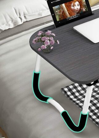 Регульований столик для ноутбука в ліжко, підставка для ноутбука, трансформер, 60 x 40 см (Чорний)