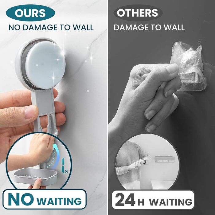 Настінний тримач для мила TAIILI з піддоном, без свердління, для душу та ванної кімнати, місткість до 5 кг, сірий (1)