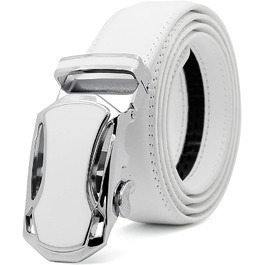 Чоловічий шкіряний ремінь на пряжці з автоматичним закриттям, ширина 35 мм, білий, 110 см (розмір 33'-39')