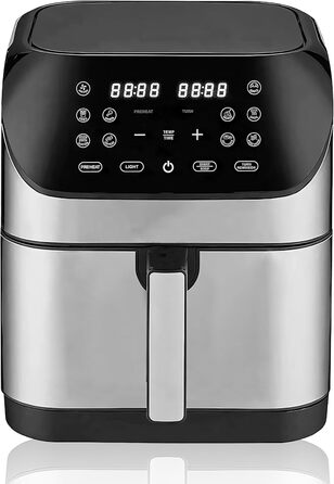 Аерофритюрниця Retoo 6.5л 1800Вт, 10 програм, до 200°C, з цифровим керуванням, нержавіюча сталь (чорний/срібний)