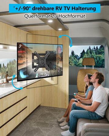 Настінне кріплення для ТБ в кемпер/RV 13-43 дюйми, поворотне на 180°, VESA 200x200 мм, до 25 кг