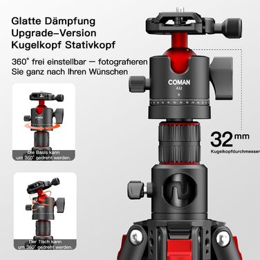 Штатив для камери COMAN KX3939Mini (A32) 181 см з гідравлічною головкою, швидкозмінною платформою та знімними ніжками для DSLR, відеокамер та відошукачів