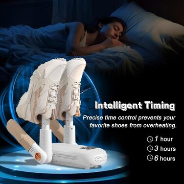 Електричний сушильник для взуття з подвійним кріпленням, для взуття, чобіт, ніг та рукавичок, з таймером, гаряче повітря, UV-світло, активоване вугілля, потрійна антибактеріальна обробка