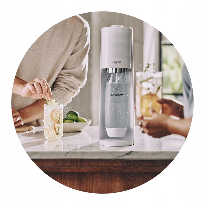 Сифонізатор для газованої води SodaStream Terra, білий (балон CO2 та пляшка 1 л у комплекті)