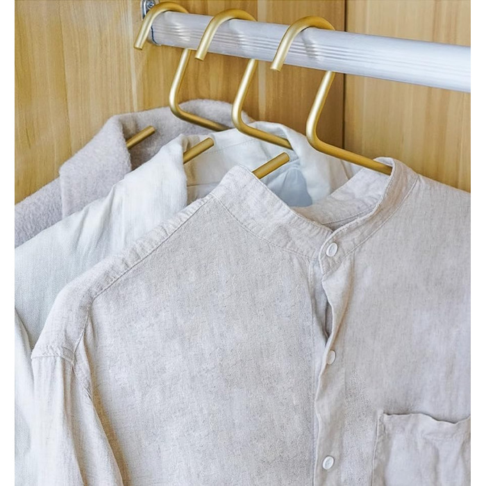 Premium Matte Gold Aluminum Clothes Hangers, 6-Pack, 41.5cm Extra Smooth & Dual Metal Shirt Hangers, Aluminum Alloy Clothes Hangers, Clothing Support, Clothes Hang