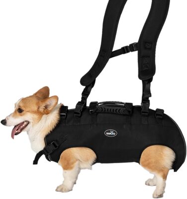 Сумка-переноска для собак великих порід Wakytu: переноска-рюкзак для собак з проблемами суглобів, травмами, літніх собак. Макс. вага 30-40 кг (3XL, чорний)