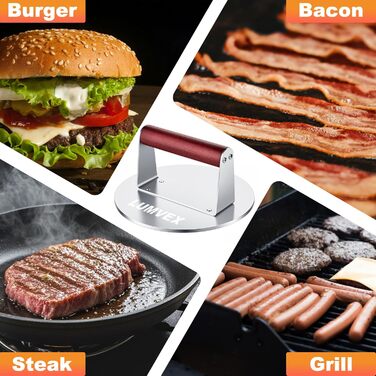 Прес для бургерів з нержавіючої сталі, 16 см, професійний, для гриля, легко миється