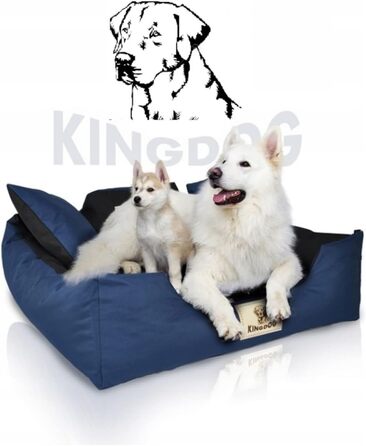 Ліжко для собак та котів KingDog з двома подушками, зручний кошик для домашніх тварин, миється, водонепроникний PVC, розмір M (75x65 см), чорний колір