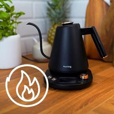 Huslog Electric Gooseneck Kettle with Temperature Control - 1 Liter, Black