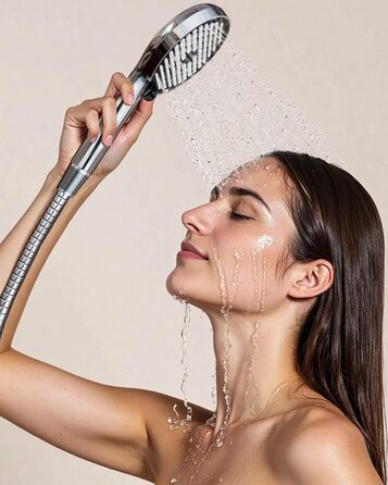 Фільтр для душу Cobbe, душова лійка з шлангом, високий тиск, 6 режимів, економія води, фільтр від накипу, для жорсткої води, хлору, чорний