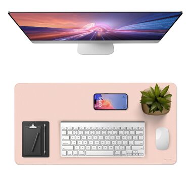 Підкладка для столу Vicwe з екошкіри PU, 80x40 см, рожева - килимок для миші, захист для офісу та дому