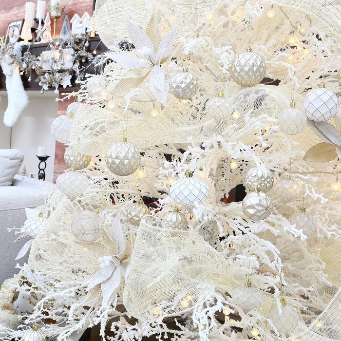 Набір прикрас для ялинки Sea Team: кульки та орнаменти, червоний та білий, 60 мм, 30 шт.