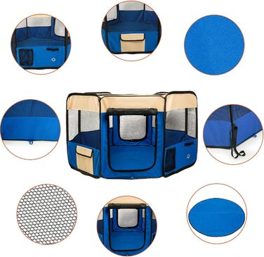 Клітка-манеж для цуценят та дрібних тварин XL, з 8 панелей, розкладний, знімний