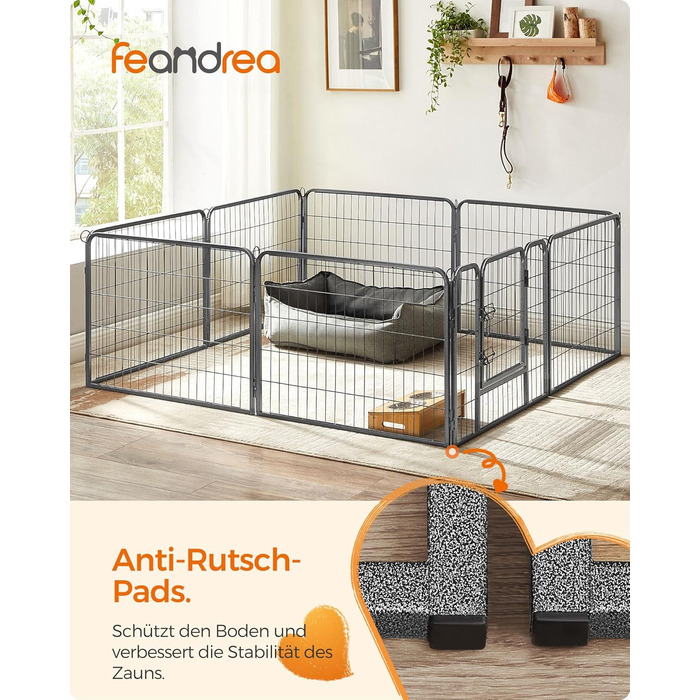 Вольєр для тварин Feandrea Freilaufgegehege, сірий, 77 x 60 см, 8 панелей, для дому та вулиці