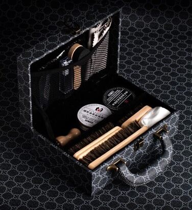 FGXY Shoe Care Set, 11-Piece Shoe Care Set Shoe Polishing Travel Set with Brush Horsehair Shoe Cream Wood Applicator Brushes Shoehorn
