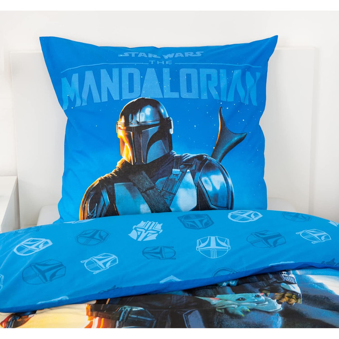 Постільна ковдра та наволочка Star Wars The Mandalorian, 100% бавовна, 135x200 см, 80x80 см