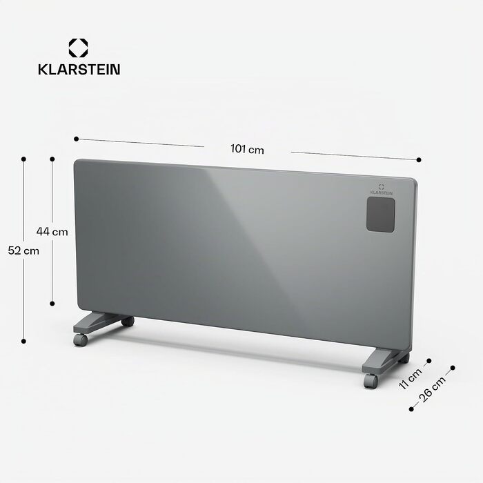 Конвекторний обігрівач Klarstein Bansin Smart 2500W з керуванням через додаток, X-подібний нагрівальний елемент, захист від перегріву, IP24, сірий