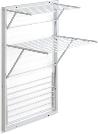 Настінна сушарка для білизни Karim від Arredamenti Italia, дерев'яна, висувна, 16 м дроту, фініш з вишневого дерева, міцна конструкція з масиву, незалежні сітки (P63 x L68 x H119 см, білий)