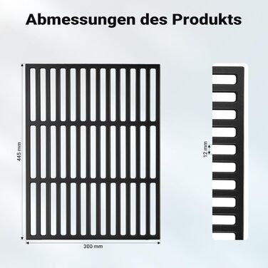 Сітчастий гриль Wiltec з чавуну для вугільного та газового гриля, сітка-гриль для барбекю, емальована сітка-вставка (45 x 30 см)