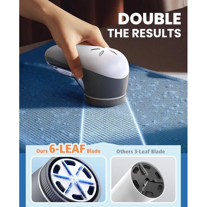 Електричний видалення ворсу POPCHOSE: для одягу, меблів, диванів. 6-лезовий триммер для видалення котушок та ворсу