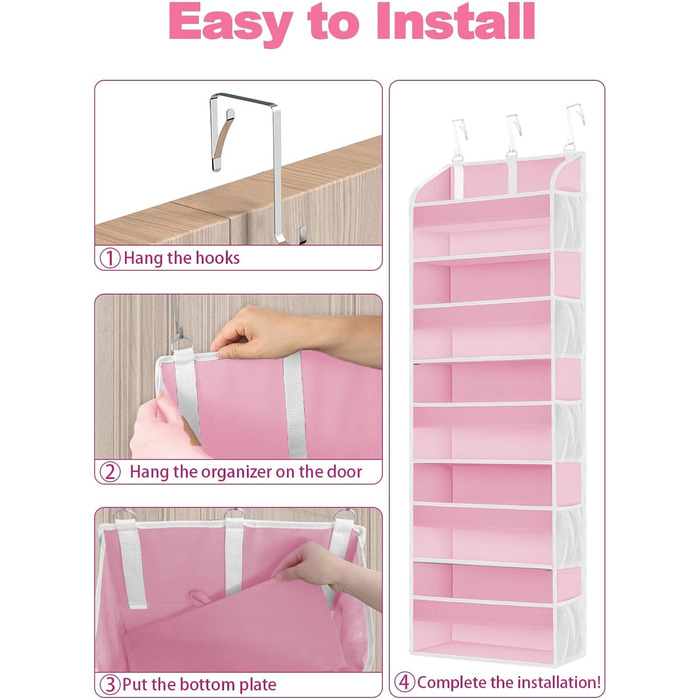 Органайзер на двері 5-ти секційний, складний, рожевий (2 шт) - для ванної, дитячої, кемпінгу