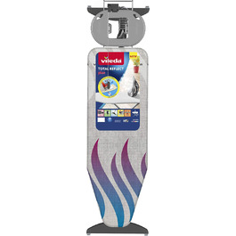 Гладильна дошка Vileda Total Reflect Plus XXL з розеткою 130x44 см, регульована висота 74–97 см, збірна, з покриттям з титану, для парогенераторів, TÜV-сертифікована