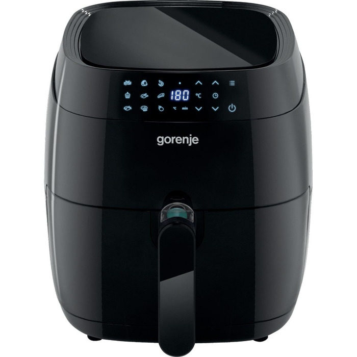 Аерофритюрниця Gorenje AF1350DWB, 1350 Вт, чаша 3.2 л з вікном, 8 автопрограм, антипригарне покриття, LED-дисплей, чорна