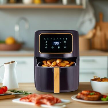 Фритюрниця без оливи Bergner CHARCOAL з керамічним покриттям, 1800W, 6.9L, 8 програм, 80-200°C, таймер до 30 хв, без PFAS