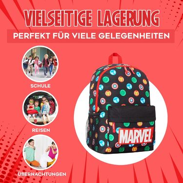 Дитячий рюкзак Marvel Spiderman з героями Marvel: Avengers, Iron Man. Ідеальний для школи та як подарунок. Чорний, 40x30x16 см