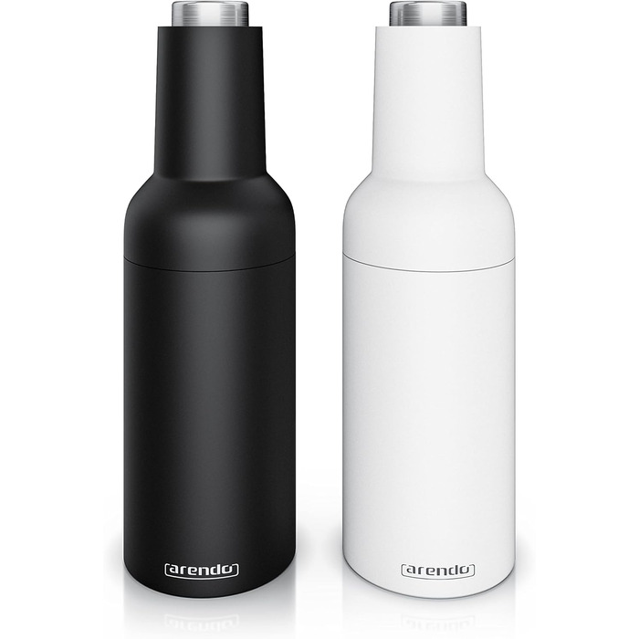 Arendo - Electric Salt and Pepper Mills - 2-Piece Set - One-Handed Operation - Grinds Automatically When Tilted - Battery Powered, Spice Grinder with Ceramic Grinder - Grind Sizes Infinitely Adjustable