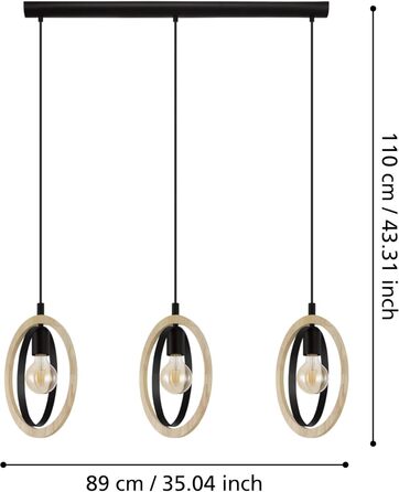 Торшер EGLO Basildon 1: дерев'яний торшер з абажуром, з вимикачем, E27, для вітальні, спальні, чорний, натуральний колір