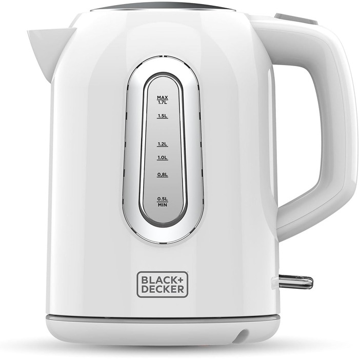 Електричний чайник BLACK+DECKER BXKE2202E, 2200W, 1.2L, поворотний на 360°, зручний для лівшів, з автовимкненням