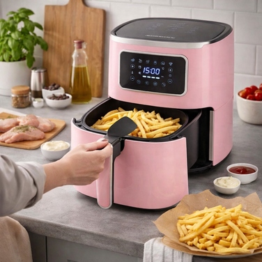 Аерофритюрниця Air Fryer 5л, 1450 Вт, велика чаша XL, рожева