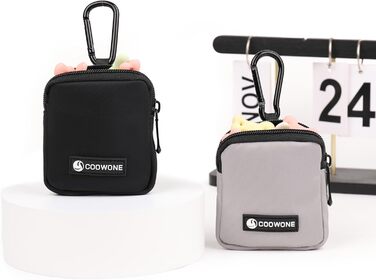 Сумка для ласощів для собак COOWONE з кликером для дресирування, водонепроникна, з карабіном, для прогулянок, утримувач для пакетів для вигулу собак, чорна та сіра