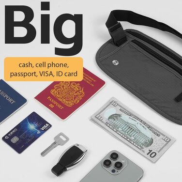 Чоловіча/Жіноча поясна сумка DiULi, чорна/темно-сіра, для подорожей, спорту та активного відпочинку