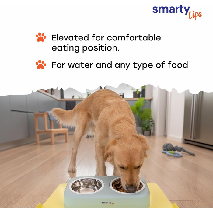 Набір мисок для котів та собак Smarty Life з піднятою платформою - нержавіюча сталь, для корму та води