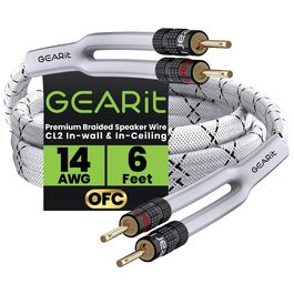 Акустичний кабель GEARit OFC 2 x 2,5 мм² (14 AWG), 1.8м, Hi-Fi аудіо кабель для колонок з позолоченими банановими роз'ємами, білий