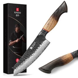 Ніж шеф-кухаря XINZUO Damast 67 шарів дамаської сталі, 14.5 см (Сантоку)