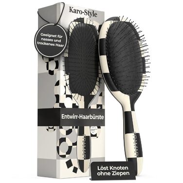 FRAMAR Щітка для волосся без заплутування - для довгих волосся, дамська, для мокрого волосся, розпушувач, антизаплутування, для кучерявого волосся (в клітинку)