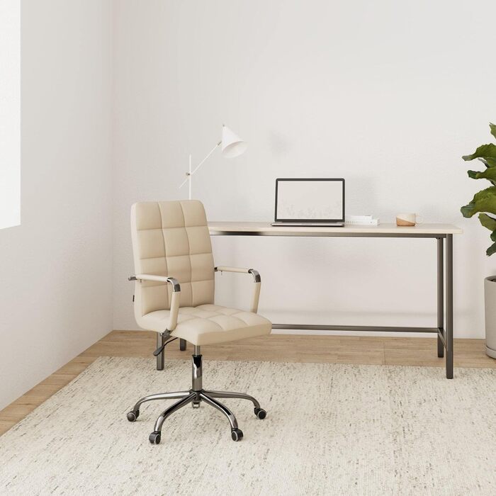 Офісний стілець CLP Deli V2 з штучною шкірою та якісним м'яким сидінням | Регульована висота, колір: кремовий