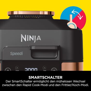 Ninja Speedi Multi Cooker, 5.7L, 10-in-1 Multi Cooker, Air Fryer Hot Air Fryer, Slow Cooker Slow Cooking, Grilling, Baking, Black & Copper ON400EUCP